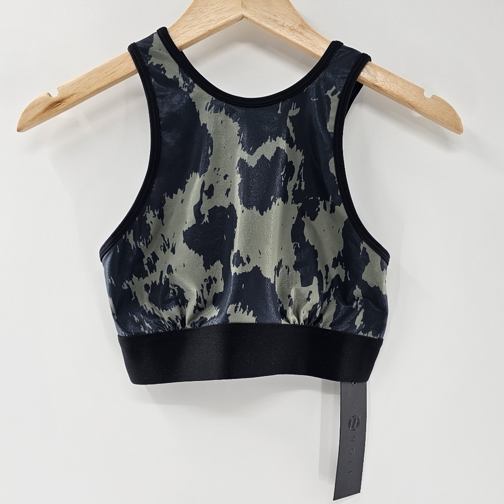 Noli Green/Black Cow Print Sport Aria Bra Womens Size Medium